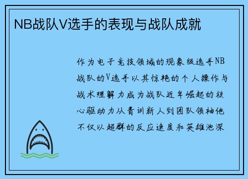 NB战队V选手的表现与战队成就