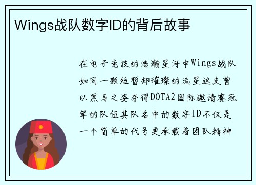 Wings战队数字ID的背后故事